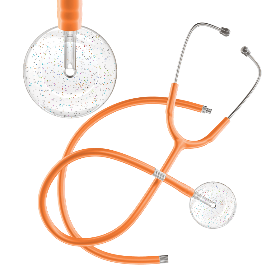 Ultrascope Single Stethoscope Twilight White (WH) / Adult / Orange Extended Tubing Light Twilight Stethoscope