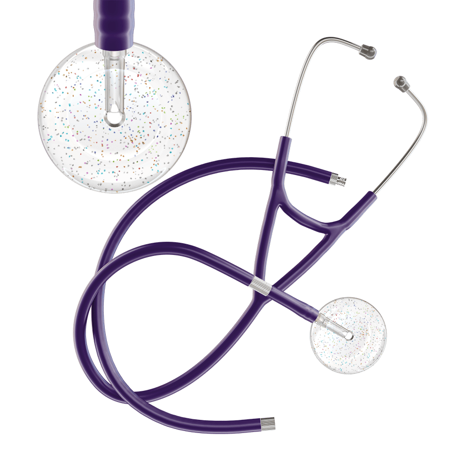 Ultrascope Single Stethoscope Twilight White (WH) / Adult / Purple Extended Tubing Light Twilight Cardiology Stethoscope