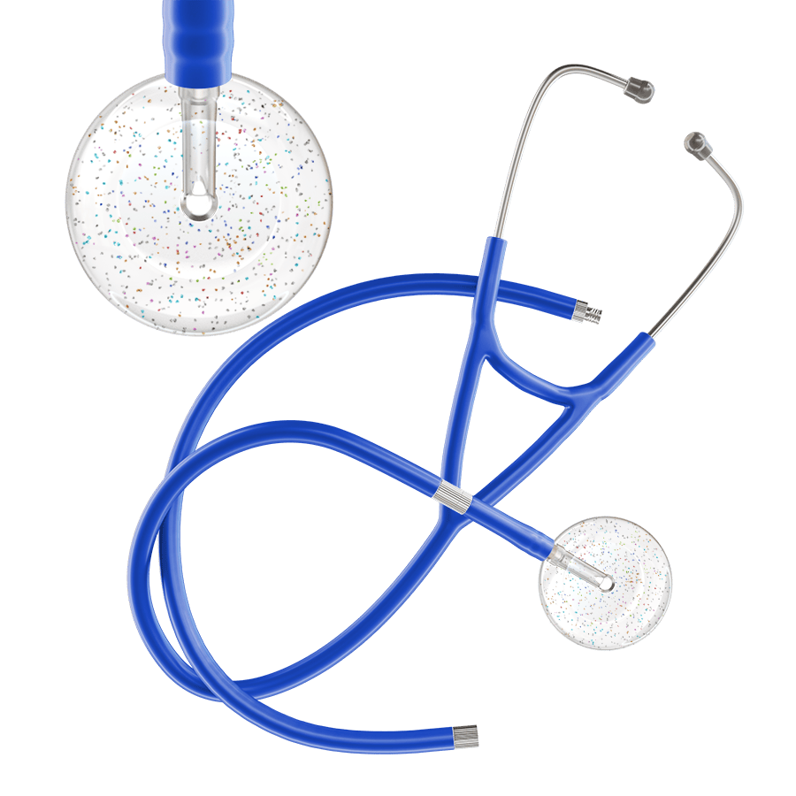 Ultrascope Single Stethoscope Twilight White (WH) / Adult / Royal Blue Extended Tubing Light Twilight Cardiology Stethoscope