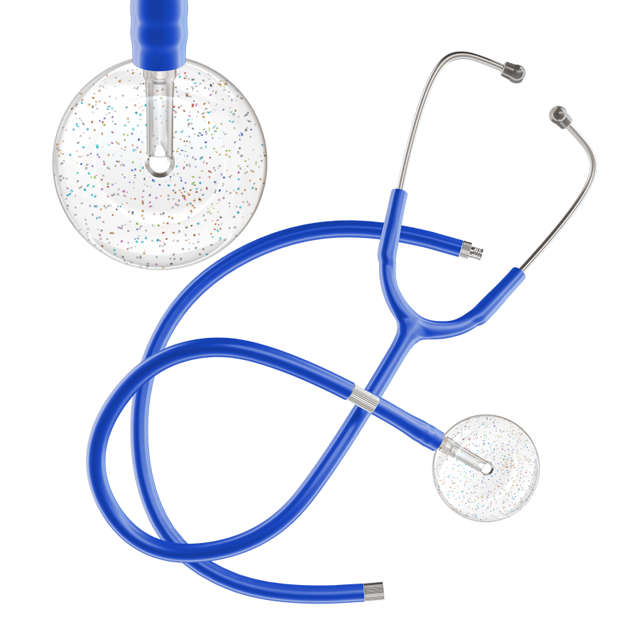 Ultrascope Single Stethoscope Twilight White (WH) / Adult / Royal Blue Extended Tubing Light Twilight Stethoscope