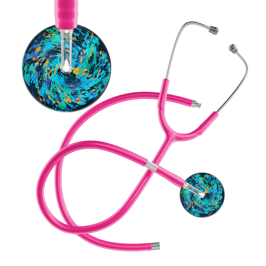 Ultrascope Single Stethoscope Sapphire Galaxy / Pediatric / Hot Pink Extended Tubing Sapphire Galaxy Stethoscope