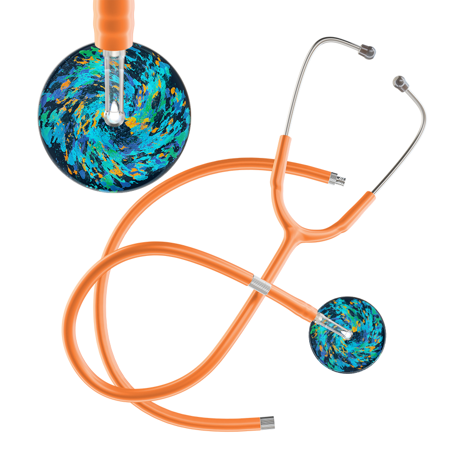 Ultrascope Single Stethoscope Sapphire Galaxy / Pediatric / Orange Extended Tubing Sapphire Galaxy Stethoscope