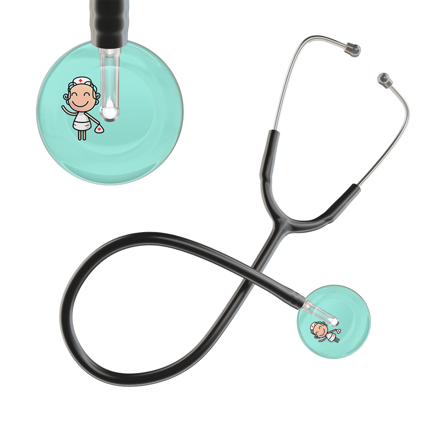 Ultrascope Single Stethoscope Robin's Egg F2 Cartoon Nurse / Adult / Black Cartoon Nurse F2 Skin Stethoscope