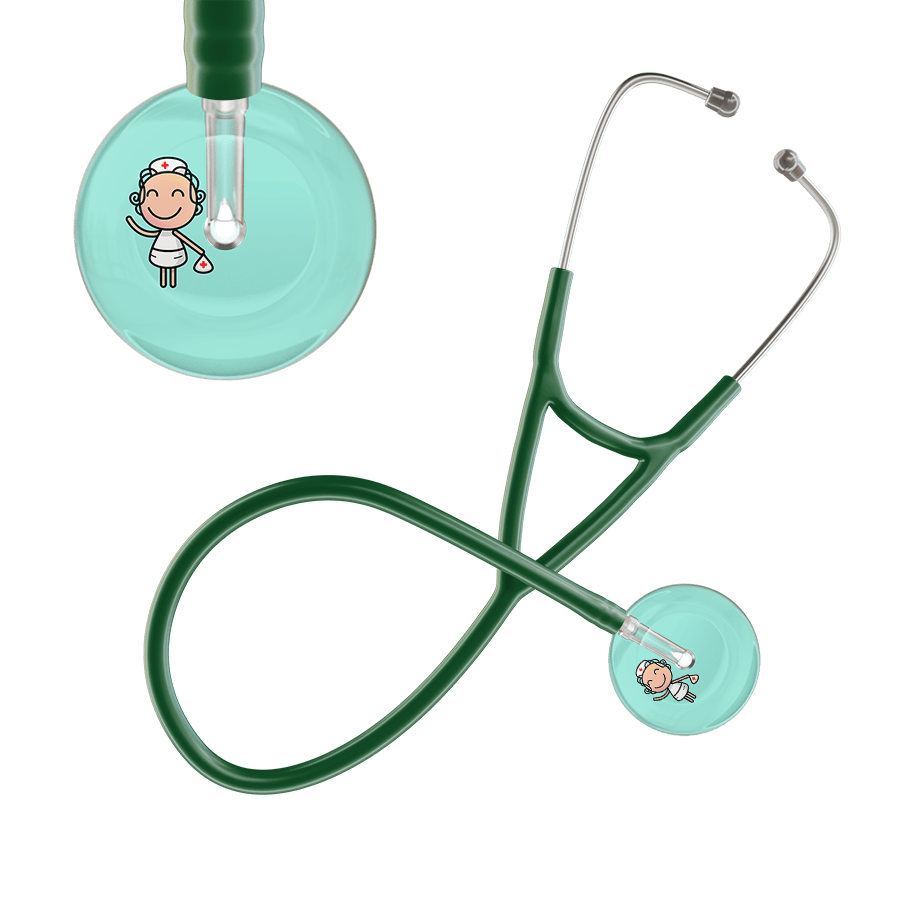 Ultrascope Single Stethoscope Robin's Egg F2 Cartoon Nurse / Adult / Dark Green Cartoon Nurse F2 Skin Cardiology Stethoscope