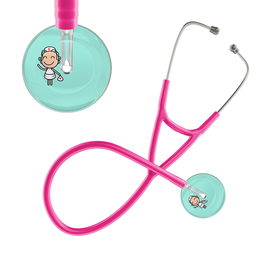 Ultrascope Single Stethoscope Robin's Egg F2 Cartoon Nurse / Adult / Hot Pink Cartoon Nurse F2 Skin Cardiology Stethoscope