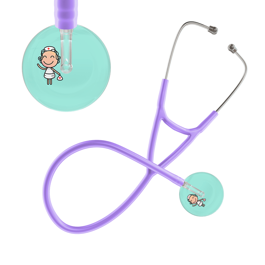 Ultrascope Single Stethoscope Robin's Egg F2 Cartoon Nurse / Adult / Lavender Cartoon Nurse Cardiology Stethoscope
