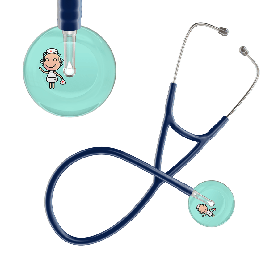 Ultrascope Single Stethoscope Robin's Egg F2 Cartoon Nurse / Adult / Navy Cartoon Nurse F2 Skin Cardiology Stethoscope