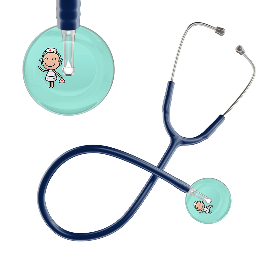 Ultrascope Single Stethoscope Robin's Egg F2 Cartoon Nurse / Adult / Navy Cartoon Nurse F2 Skin Stethoscope