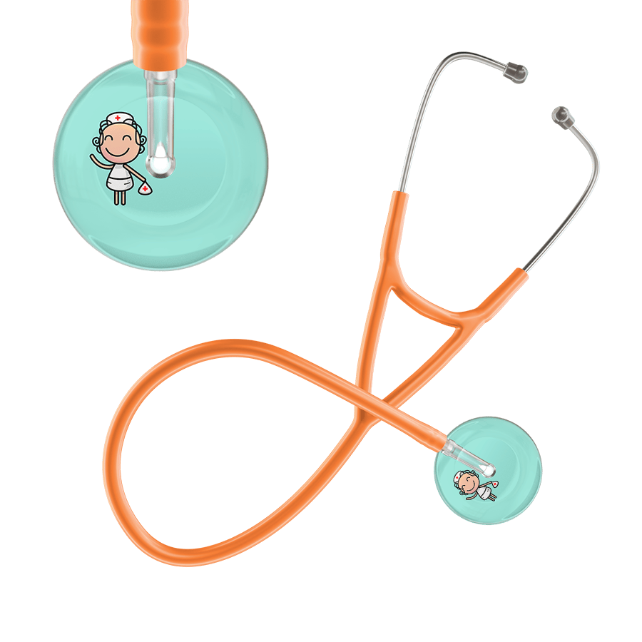 Ultrascope Single Stethoscope Robin's Egg F2 Cartoon Nurse / Adult / Orange Cartoon Nurse F2 Skin Cardiology Stethoscope