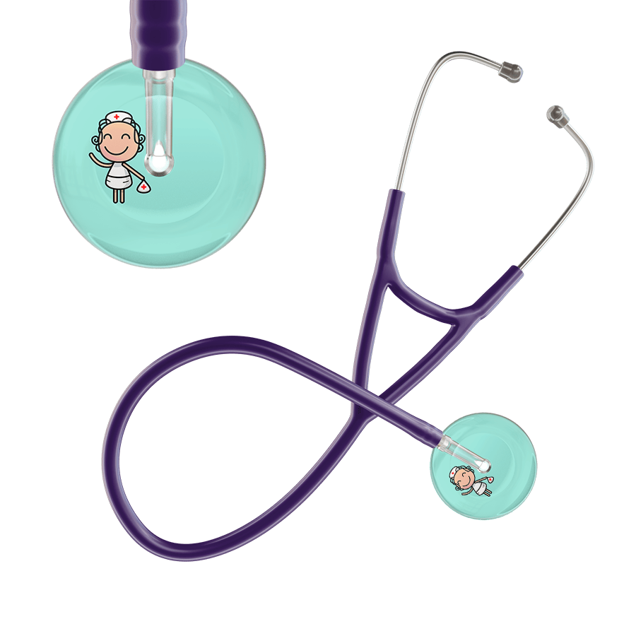 Ultrascope Single Stethoscope Robin's Egg F2 Cartoon Nurse / Adult / Purple Cartoon Nurse F2 Skin Cardiology Stethoscope