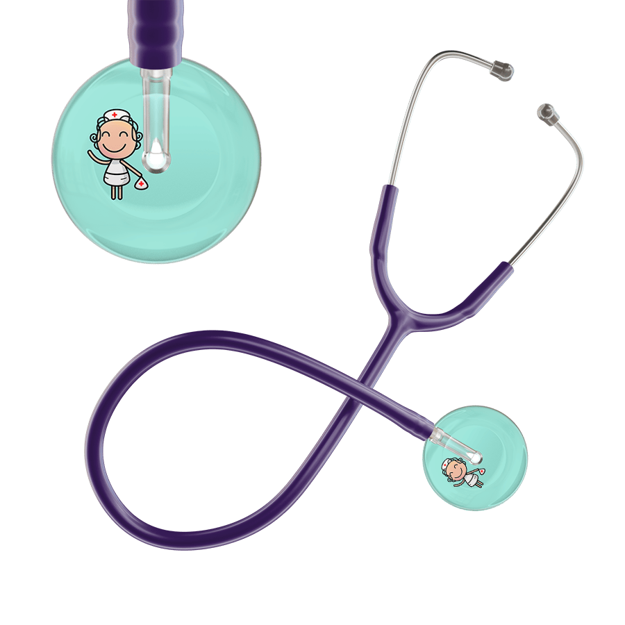 Ultrascope Single Stethoscope Robin's Egg F2 Cartoon Nurse / Adult / Purple Cartoon Nurse F2 Skin Stethoscope