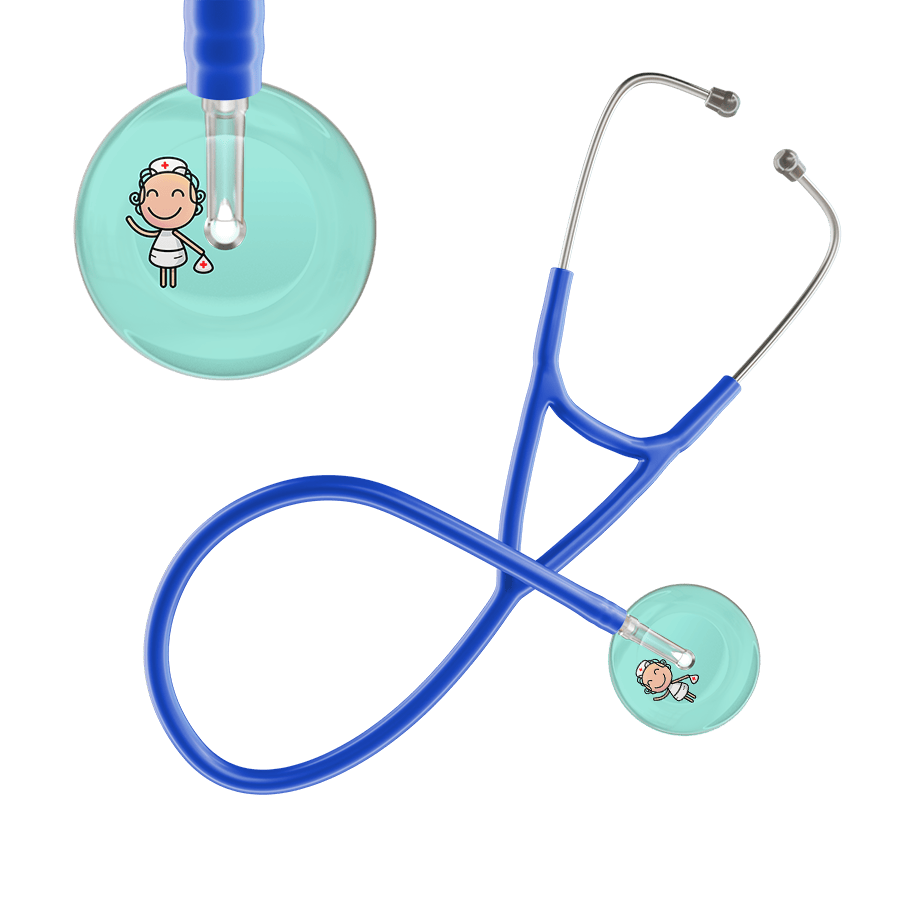 Ultrascope Single Stethoscope Robin's Egg F2 Cartoon Nurse / Adult / Royal Blue Cartoon Nurse F2 Skin Cardiology Stethoscope