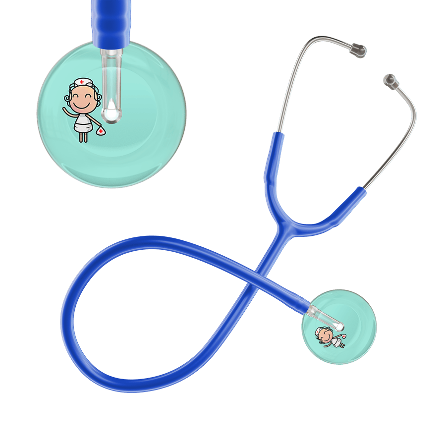 Ultrascope Single Stethoscope Robin's Egg F2 Cartoon Nurse / Adult / Royal Blue Cartoon Nurse F2 Skin Stethoscope