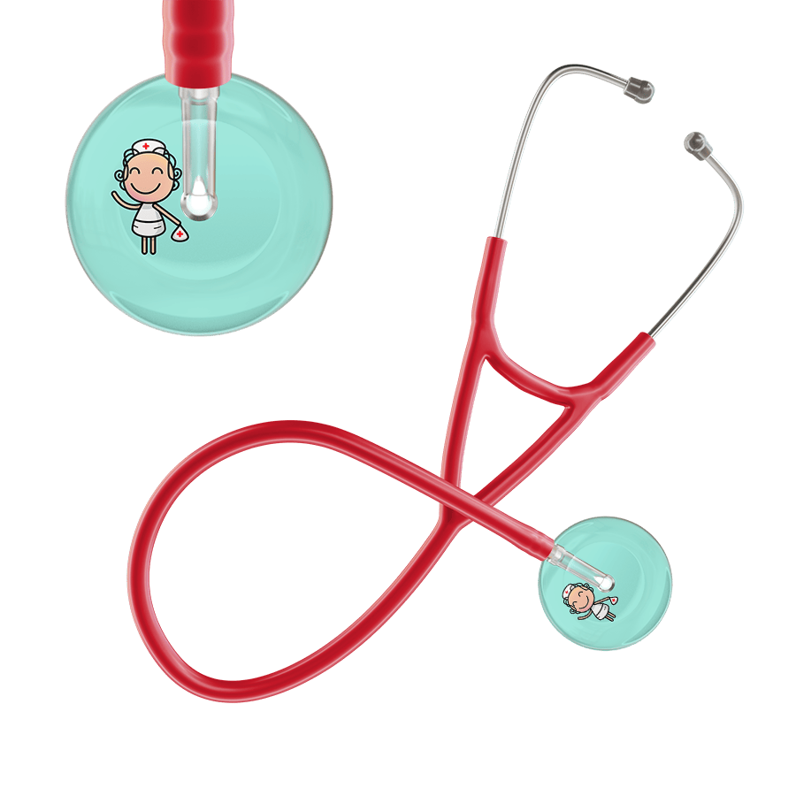 Ultrascope Single Stethoscope Robin's Egg F2 Cartoon Nurse / Adult / Red Cartoon Nurse F2 Skin Cardiology Stethoscope