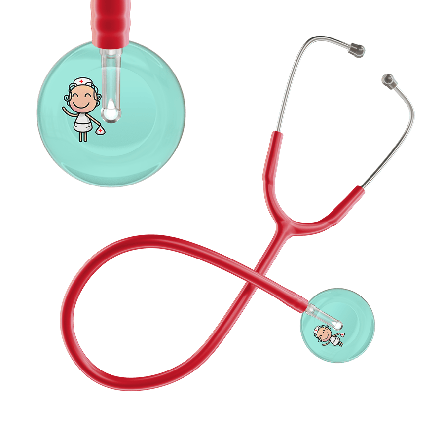 Ultrascope Single Stethoscope Robin's Egg F2 Cartoon Nurse / Adult / Red Cartoon Nurse F2 Skin Stethoscope