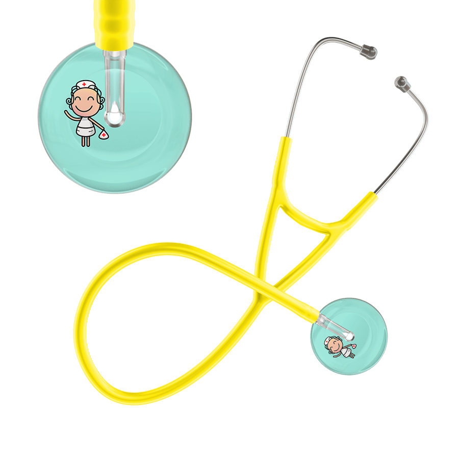 Ultrascope Single Stethoscope Robin's Egg F2 Cartoon Nurse / Adult / Yellow Cartoon Nurse F2 Skin Cardiology Stethoscope