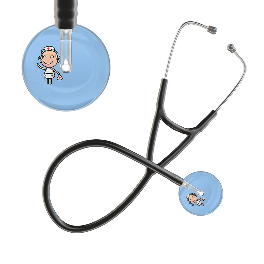Ultrascope Single Stethoscope Light Blue F2 Cartoon Nurse / Adult / Black Cartoon Nurse F2 Skin Cardiology Stethoscope
