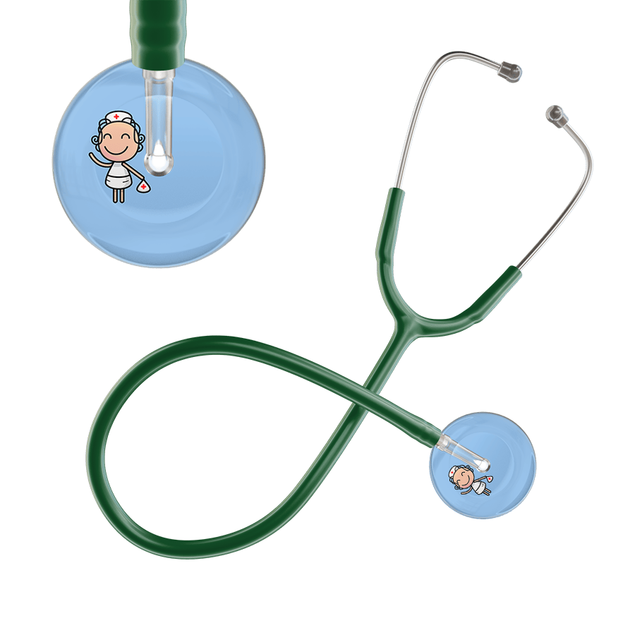 Ultrascope Single Stethoscope Light Blue F2 Cartoon Nurse / Adult / Dark Green Cartoon Nurse F2 Skin Stethoscope