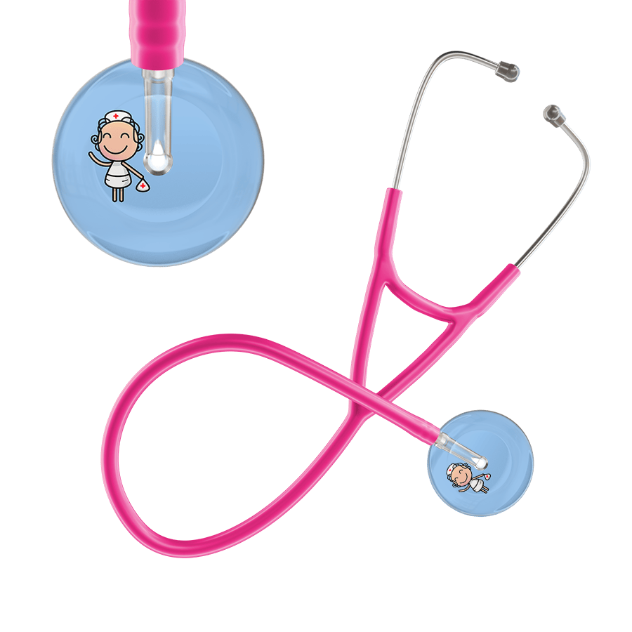 Ultrascope Single Stethoscope Light Blue F2 Cartoon Nurse / Adult / Hot Pink Cartoon Nurse F2 Skin Cardiology Stethoscope