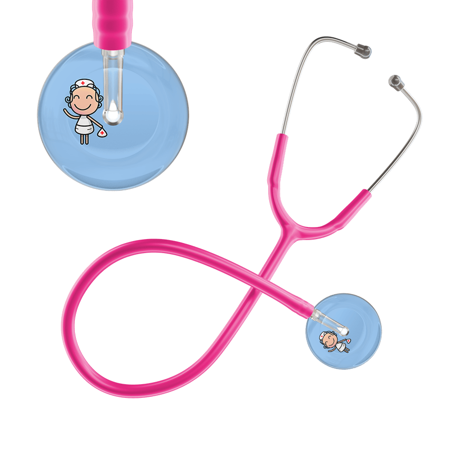 Ultrascope Single Stethoscope Light Blue F2 Cartoon Nurse / Adult / Hot Pink Cartoon Nurse F2 Skin Stethoscope