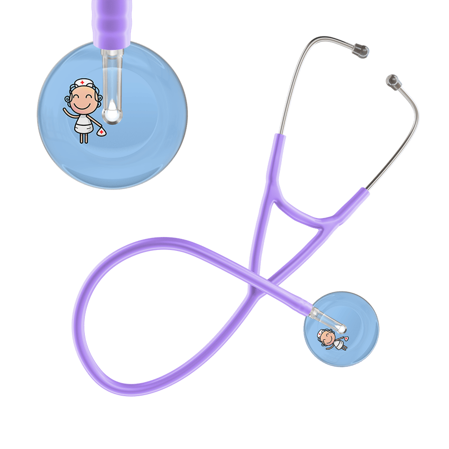 Ultrascope Single Stethoscope Light Blue F2 Cartoon Nurse / Adult / Lavender Cartoon Nurse F2 Skin Cardiology Stethoscope