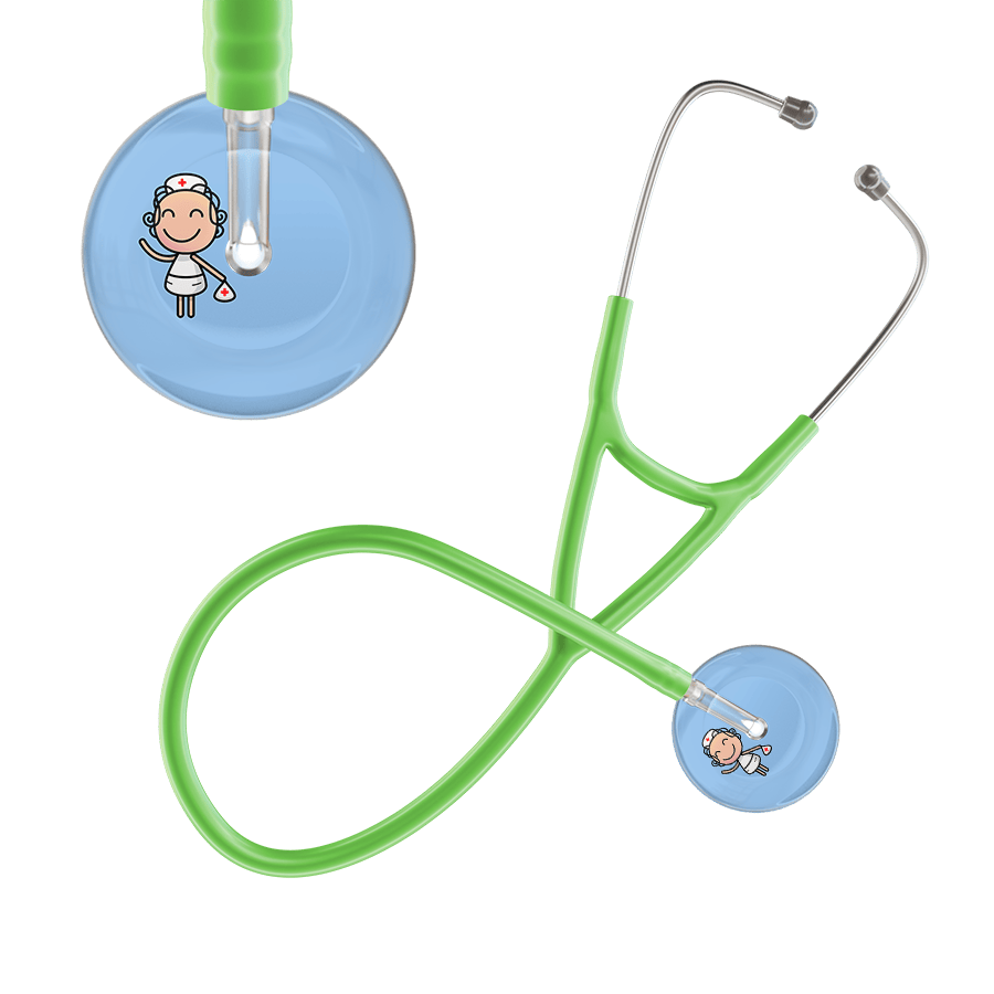 Ultrascope Single Stethoscope Light Blue F2 Cartoon Nurse / Adult / Lime Green Cartoon Nurse F2 Skin Cardiology Stethoscope