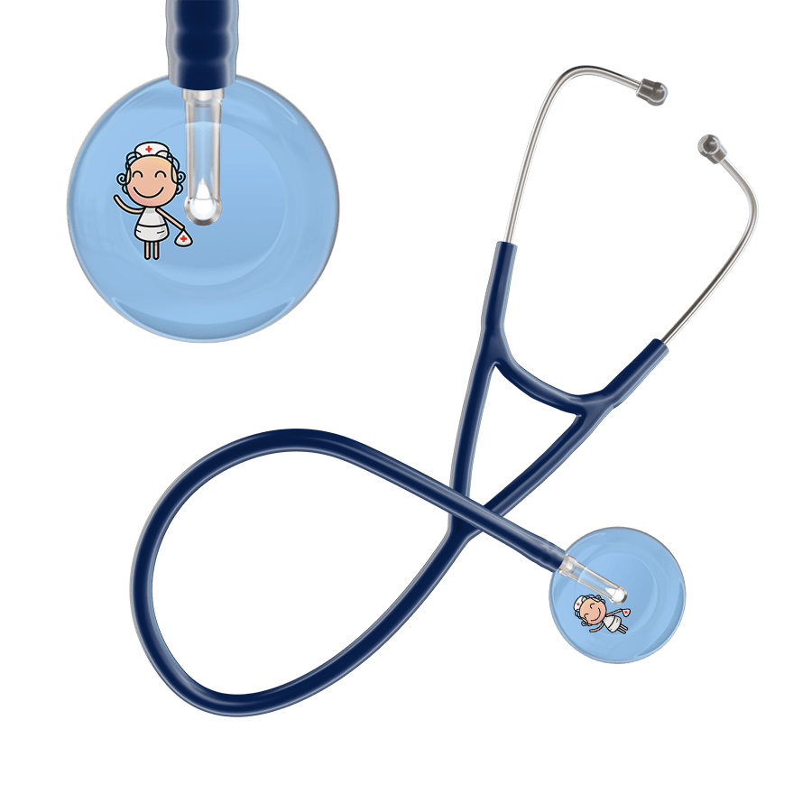 Ultrascope Single Stethoscope Light Blue F2 Cartoon Nurse / Adult / Navy Cartoon Nurse F2 Skin Cardiology Stethoscope