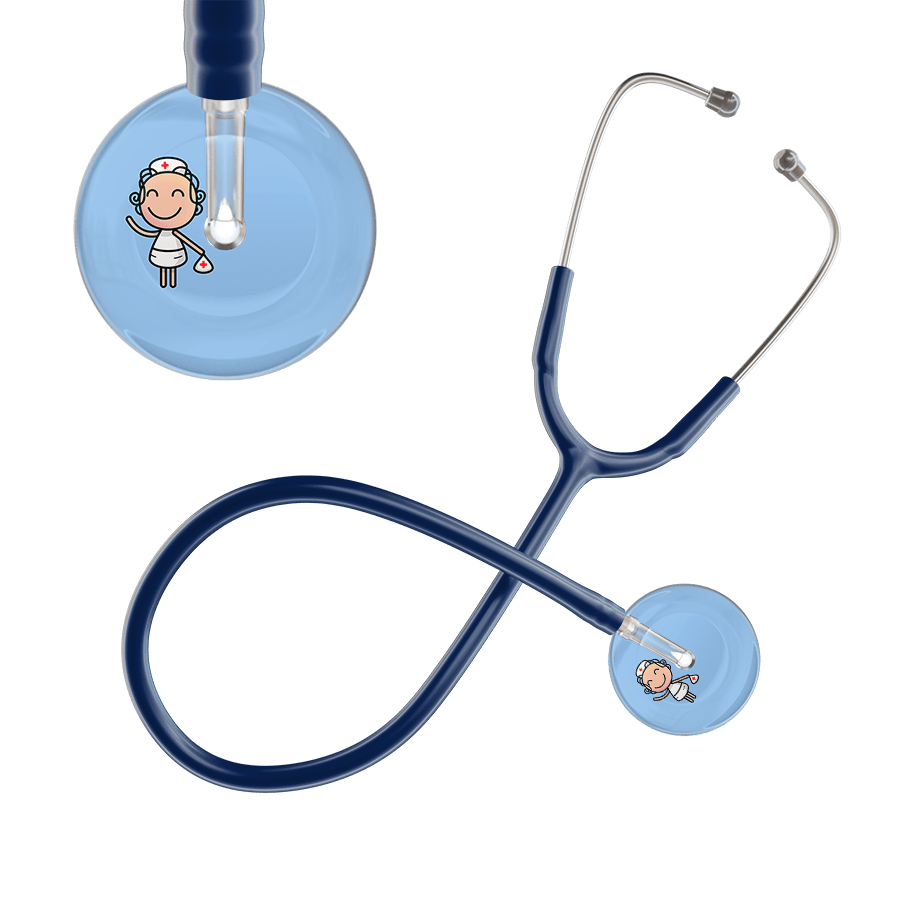 Ultrascope Single Stethoscope Light Blue F2 Cartoon Nurse / Adult / Navy Cartoon Nurse F2 Skin Stethoscope
