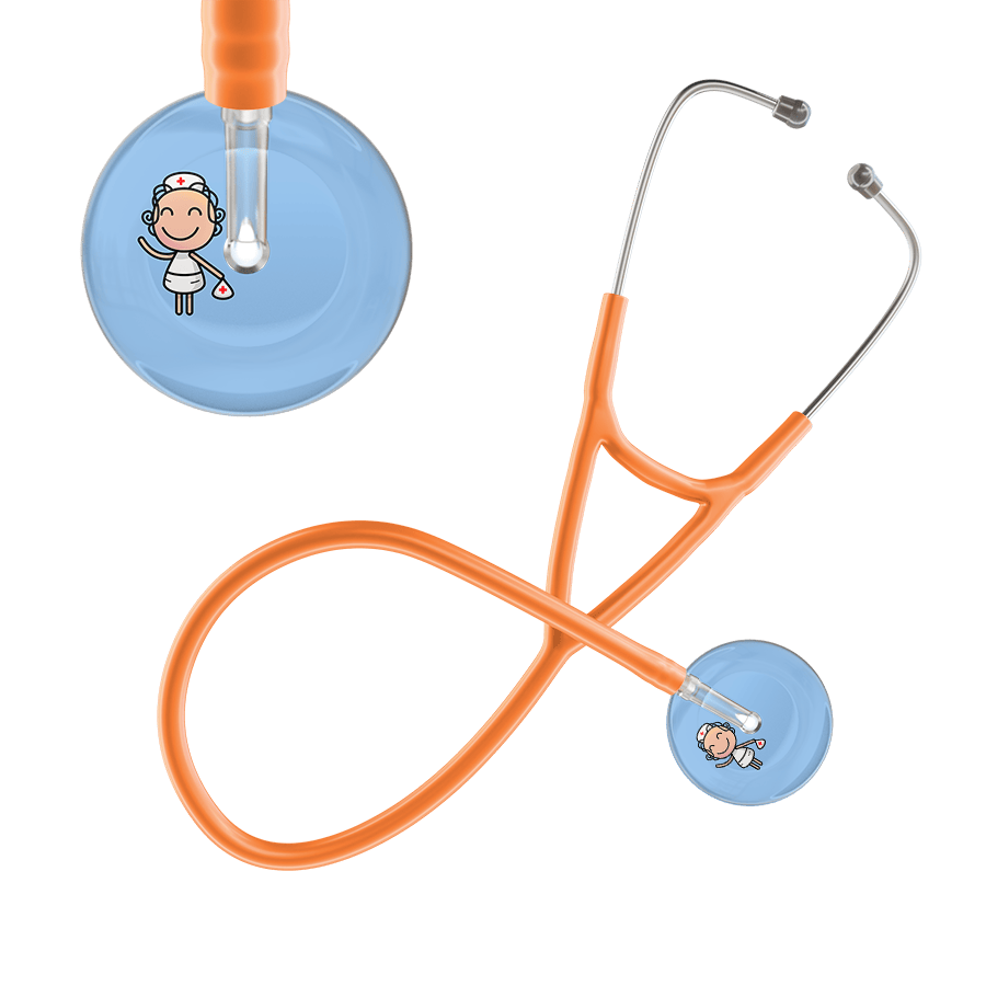 Ultrascope Single Stethoscope Light Blue F2 Cartoon Nurse / Adult / Orange Cartoon Nurse F2 Skin Cardiology Stethoscope