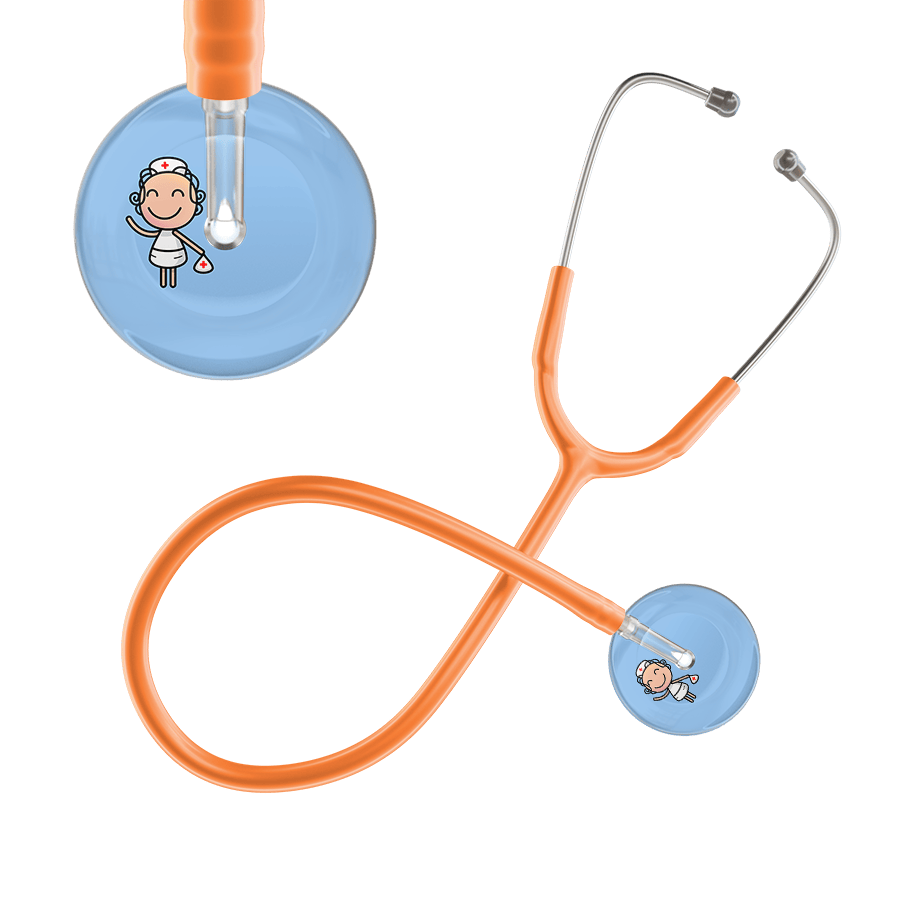 Ultrascope Single Stethoscope Light Blue F2 Cartoon Nurse / Adult / Orange Cartoon Nurse F2 Skin Stethoscope