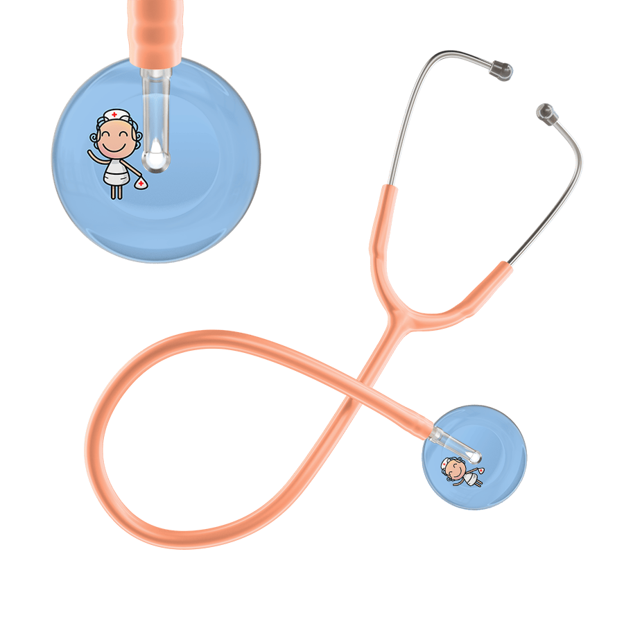 Ultrascope Single Stethoscope Light Blue F2 Cartoon Nurse / Adult / Peach Cartoon Nurse F2 Skin Stethoscope