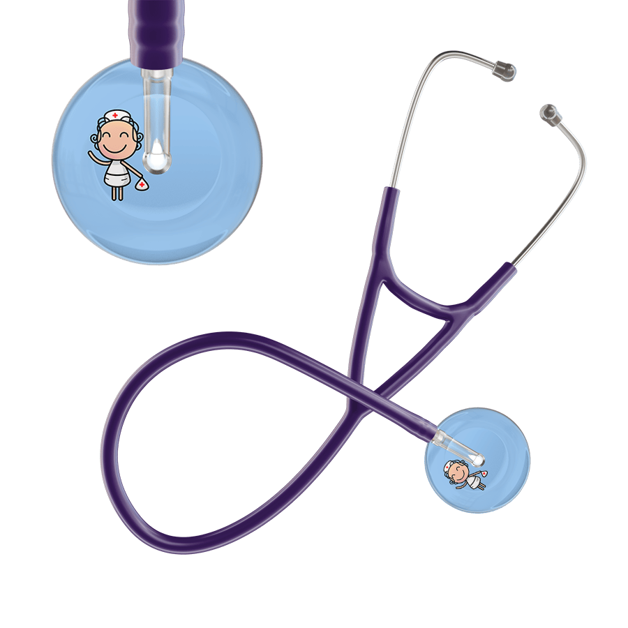 Ultrascope Single Stethoscope Light Blue F2 Cartoon Nurse / Adult / Purple Cartoon Nurse F2 Skin Cardiology Stethoscope