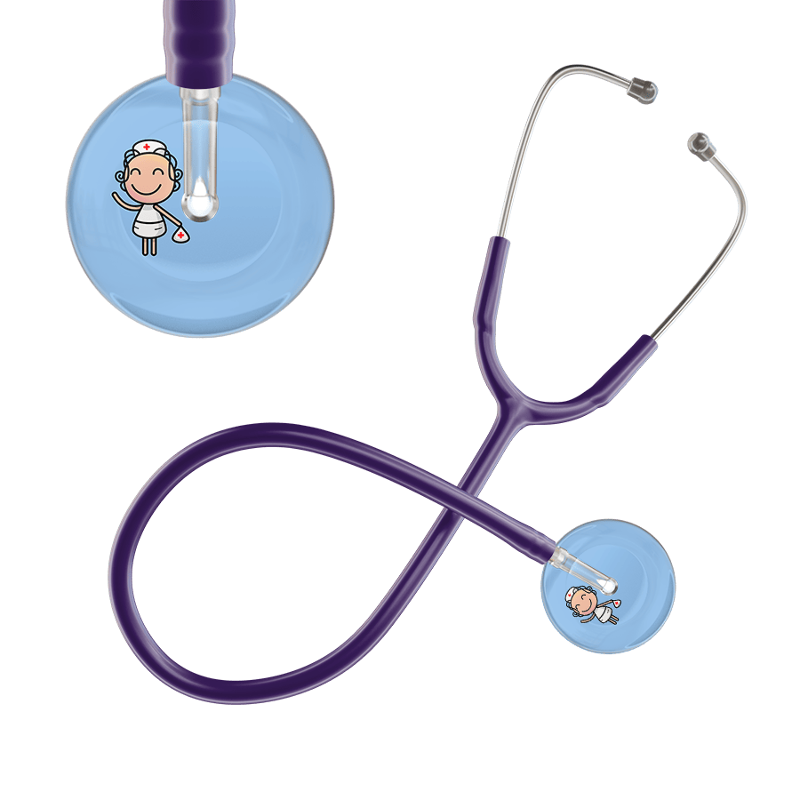 Ultrascope Single Stethoscope Light Blue F2 Cartoon Nurse / Adult / Purple Cartoon Nurse F2 Skin Stethoscope