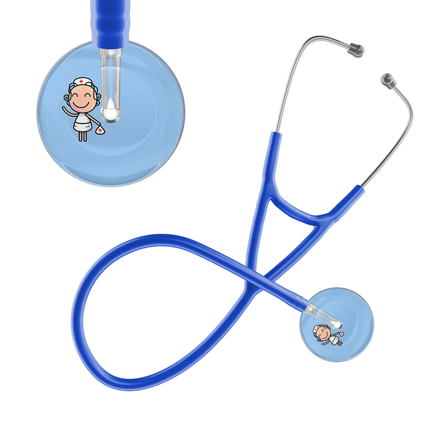 Ultrascope Single Stethoscope Light Blue F2 Cartoon Nurse / Adult / Royal Blue Cartoon Nurse F2 Skin Cardiology Stethoscope