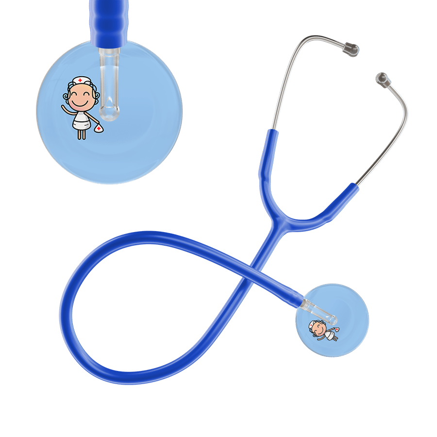 Ultrascope Single Stethoscope Light Blue F2 Cartoon Nurse / Adult / Royal Blue Cartoon Nurse Stethoscope