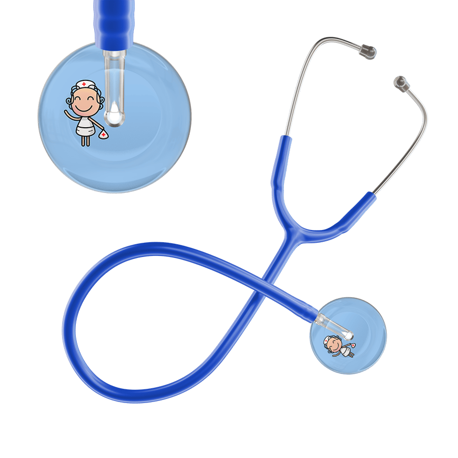 Ultrascope Single Stethoscope Light Blue F2 Cartoon Nurse / Adult / Royal Blue Cartoon Nurse F2 Skin Stethoscope