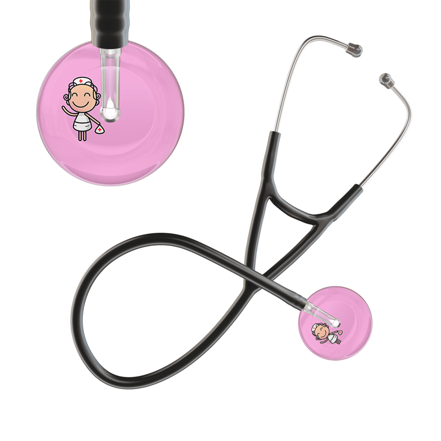 Ultrascope Single Stethoscope Light Pink F2 Cartoon Nurse / Adult / Black Cartoon Nurse F2 Skin Cardiology Stethoscope