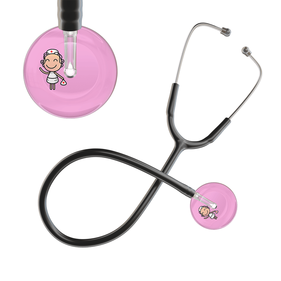 Ultrascope Single Stethoscope Light Pink F2 Cartoon Nurse / Adult / Black Cartoon Nurse F2 Skin Stethoscope