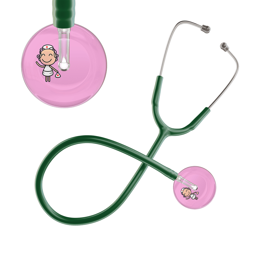 Ultrascope Single Stethoscope Light Pink F2 Cartoon Nurse / Adult / Dark Green Cartoon Nurse F2 Skin Stethoscope