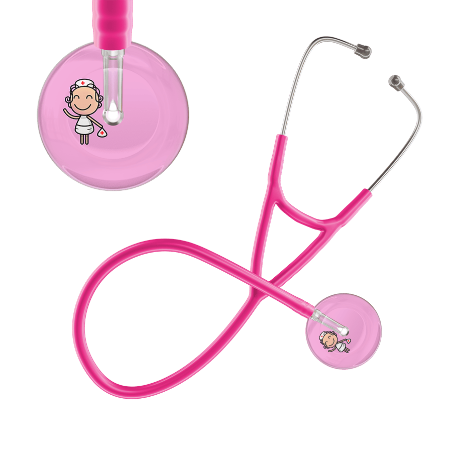 Ultrascope Single Stethoscope Light Pink F2 Cartoon Nurse / Adult / Hot Pink Cartoon Nurse F2 Skin Cardiology Stethoscope