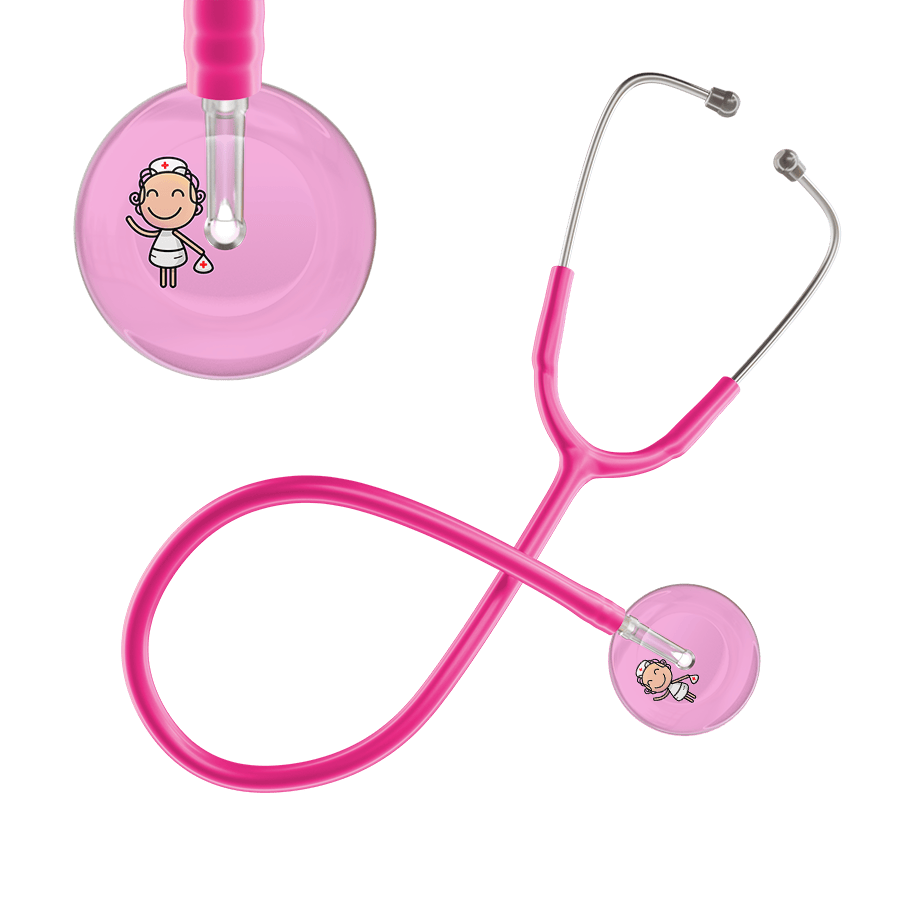 Ultrascope Single Stethoscope Light Pink F2 Cartoon Nurse / Adult / Hot Pink Cartoon Nurse F2 Skin Stethoscope