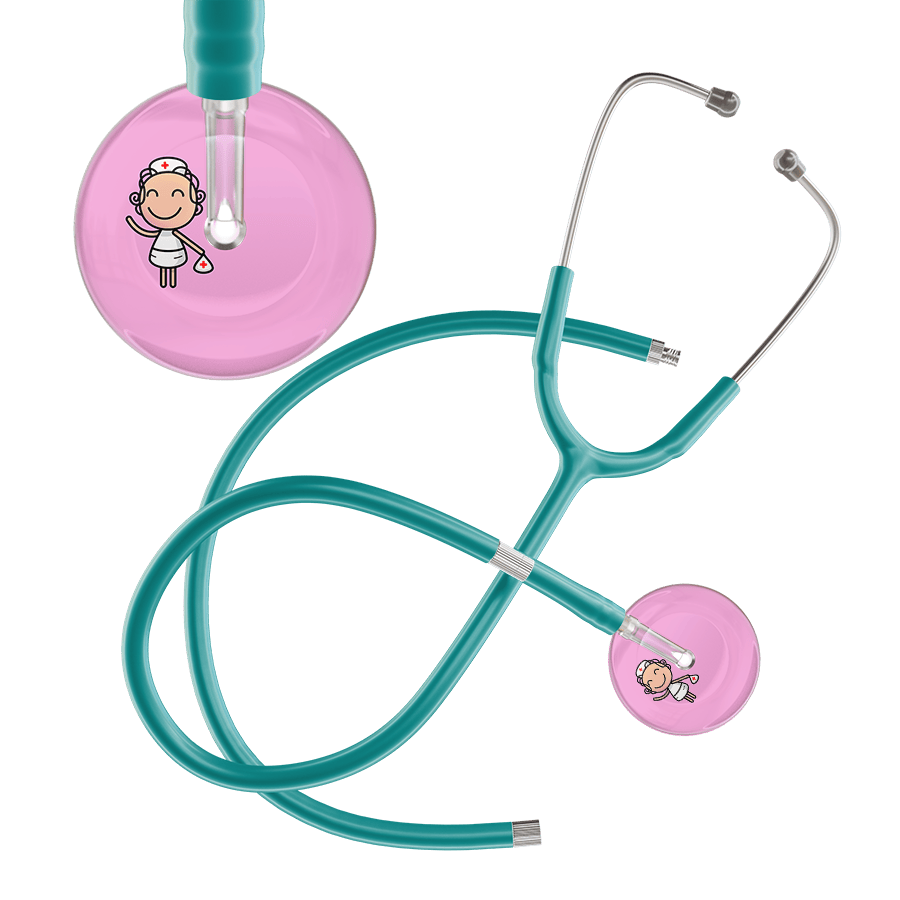 Ultrascope Single Stethoscope Light Pink F2 Cartoon Nurse / Adult / Jade Extended Tubing Cartoon Nurse F2 Skin Stethoscope
