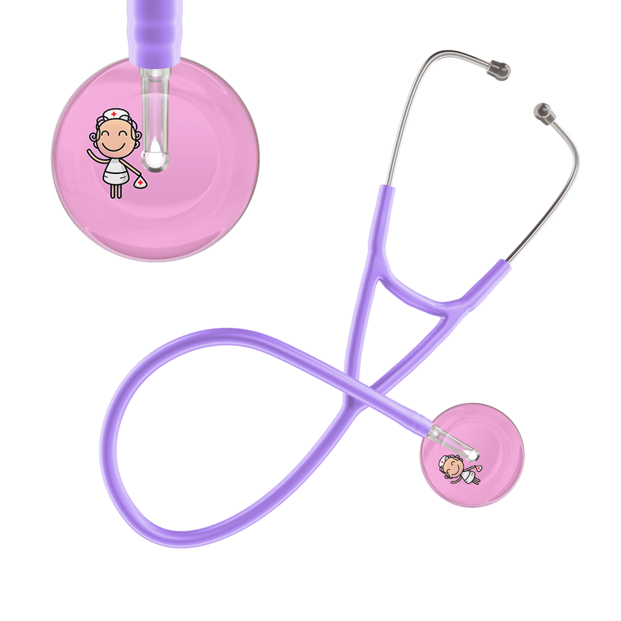 Ultrascope Single Stethoscope Light Pink F2 Cartoon Nurse / Adult / Lavender Cartoon Nurse F2 Skin Cardiology Stethoscope