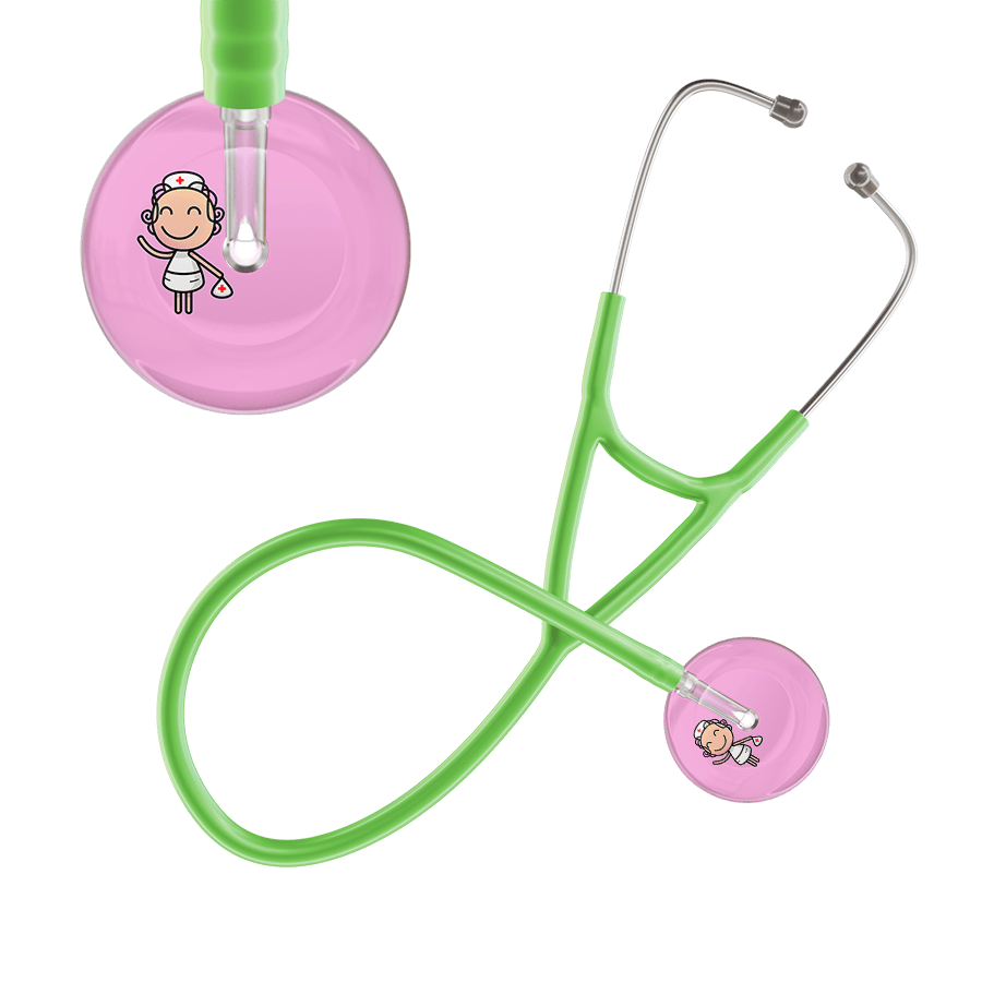 Ultrascope Single Stethoscope Light Pink F2 Cartoon Nurse / Adult / Lime Green Cartoon Nurse F2 Skin Cardiology Stethoscope