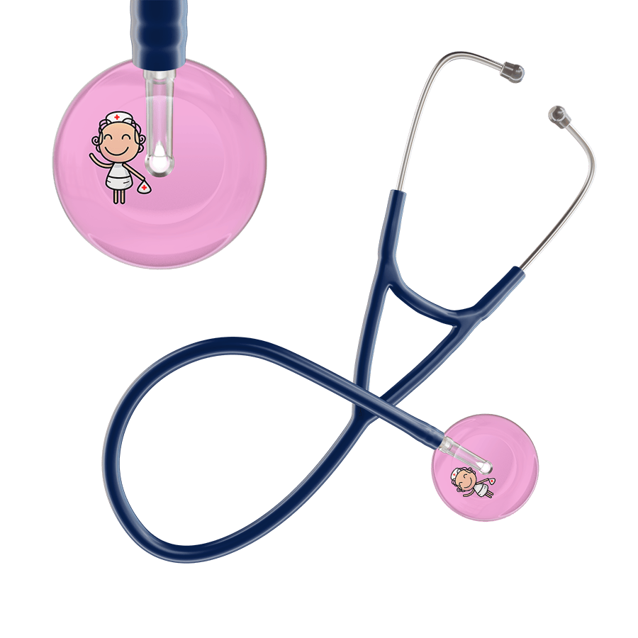 Ultrascope Single Stethoscope Light Pink F2 Cartoon Nurse / Adult / Navy Cartoon Nurse F2 Skin Cardiology Stethoscope
