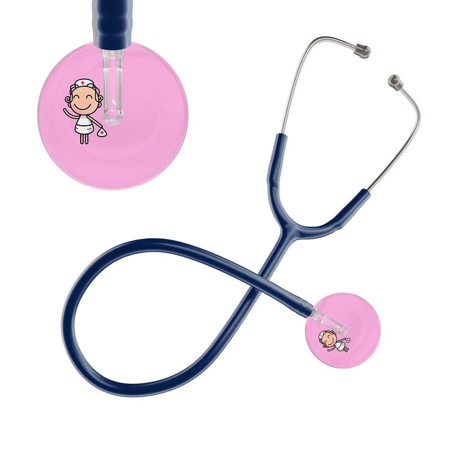 Ultrascope Single Stethoscope Light Pink F2 Cartoon Nurse / Adult / Navy Cartoon Nurse Stethoscope