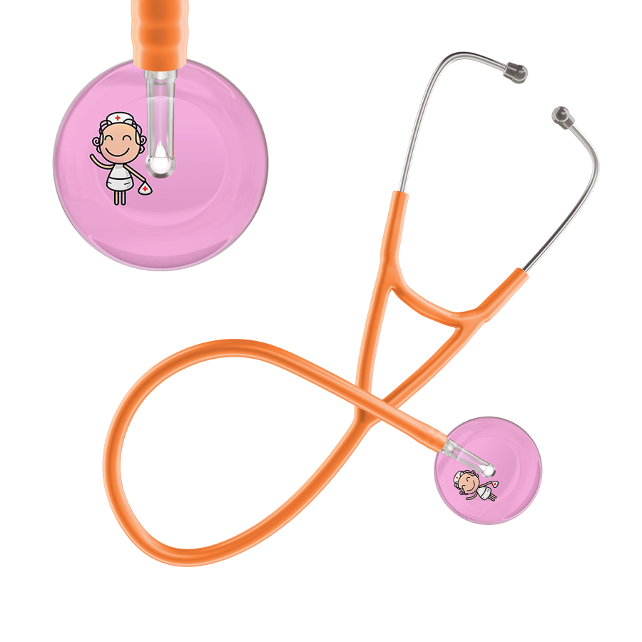 Ultrascope Single Stethoscope Light Pink F2 Cartoon Nurse / Adult / Orange Cartoon Nurse F2 Skin Cardiology Stethoscope