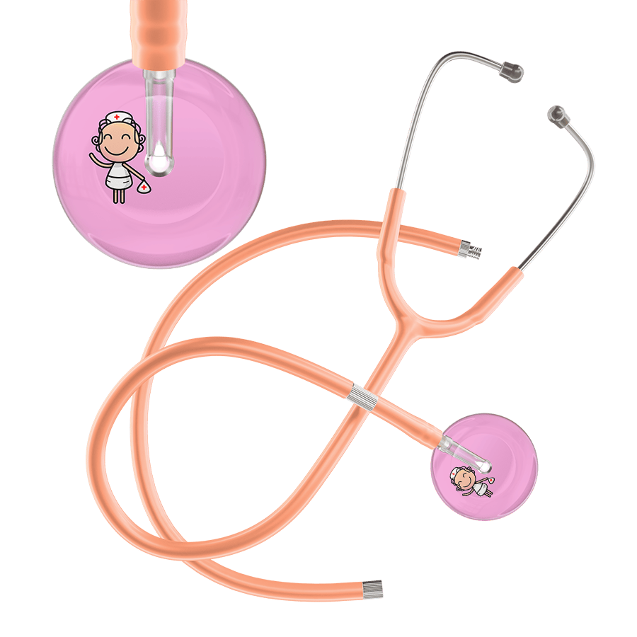 Ultrascope Single Stethoscope Light Pink F2 Cartoon Nurse / Adult / Peach Extended Tubing Cartoon Nurse F2 Skin Stethoscope