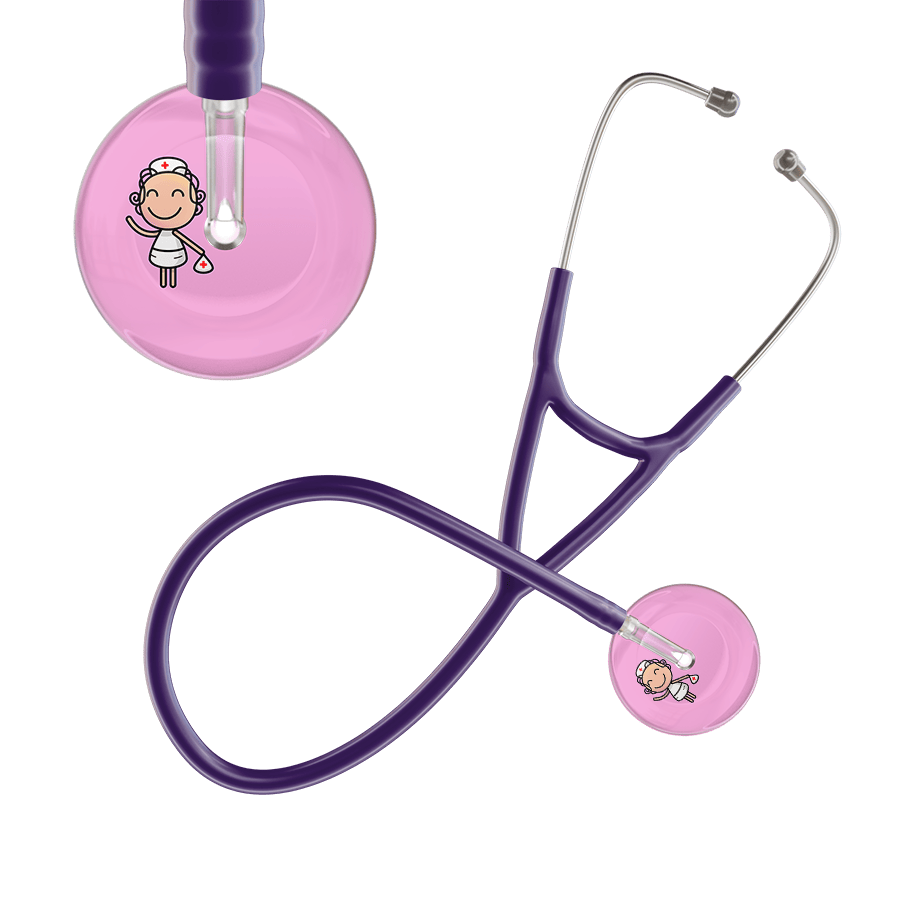 Ultrascope Single Stethoscope Light Pink F2 Cartoon Nurse / Adult / Purple Cartoon Nurse F2 Skin Cardiology Stethoscope