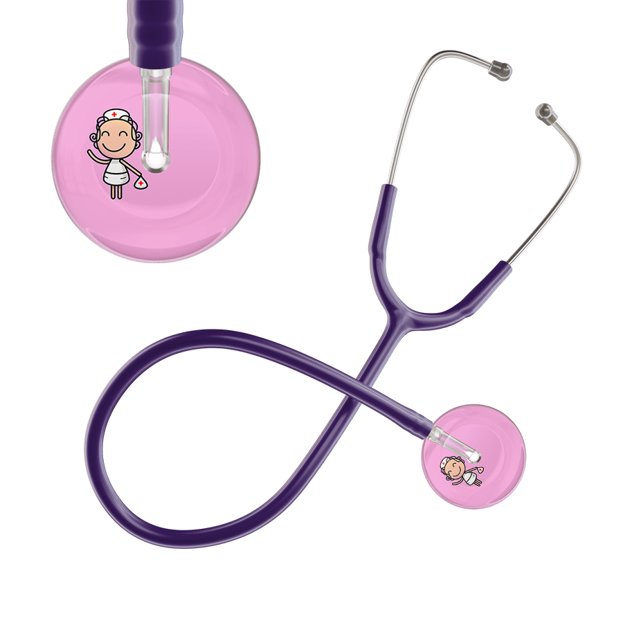 Ultrascope Single Stethoscope Light Pink F2 Cartoon Nurse / Adult / Purple Cartoon Nurse F2 Skin Stethoscope